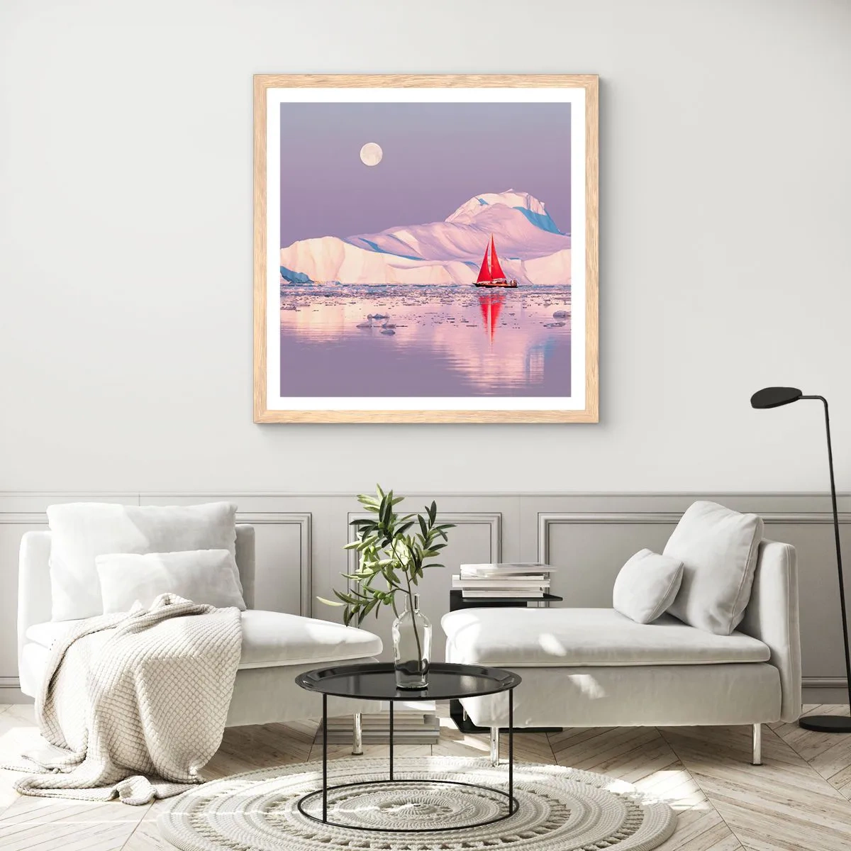 Plagát v ráme zo svetlého duba - Žiar plachty, chlad ľadu - 40x40 cm