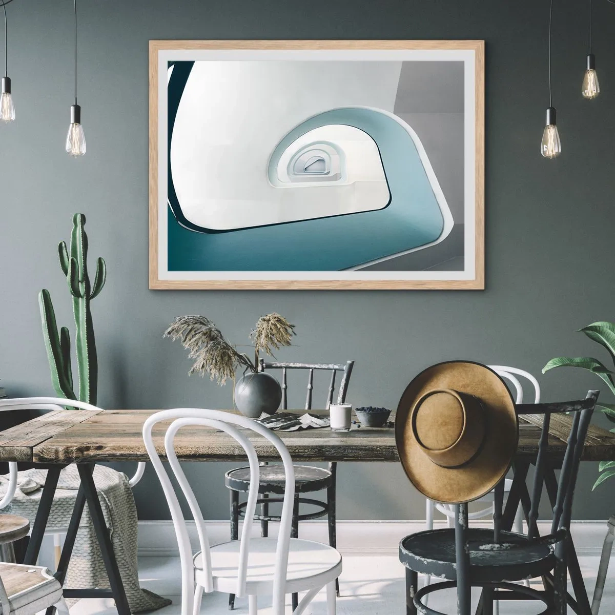 Plagát v ráme zo svetlého duba - Na dno modrej - 100x70 cm