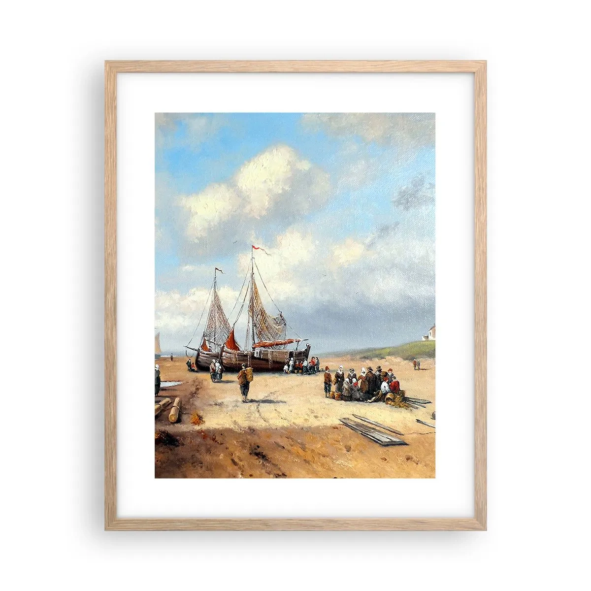 Plagát v ráme zo svetlého duba - Po úspešnom rybolove - 40x50 cm