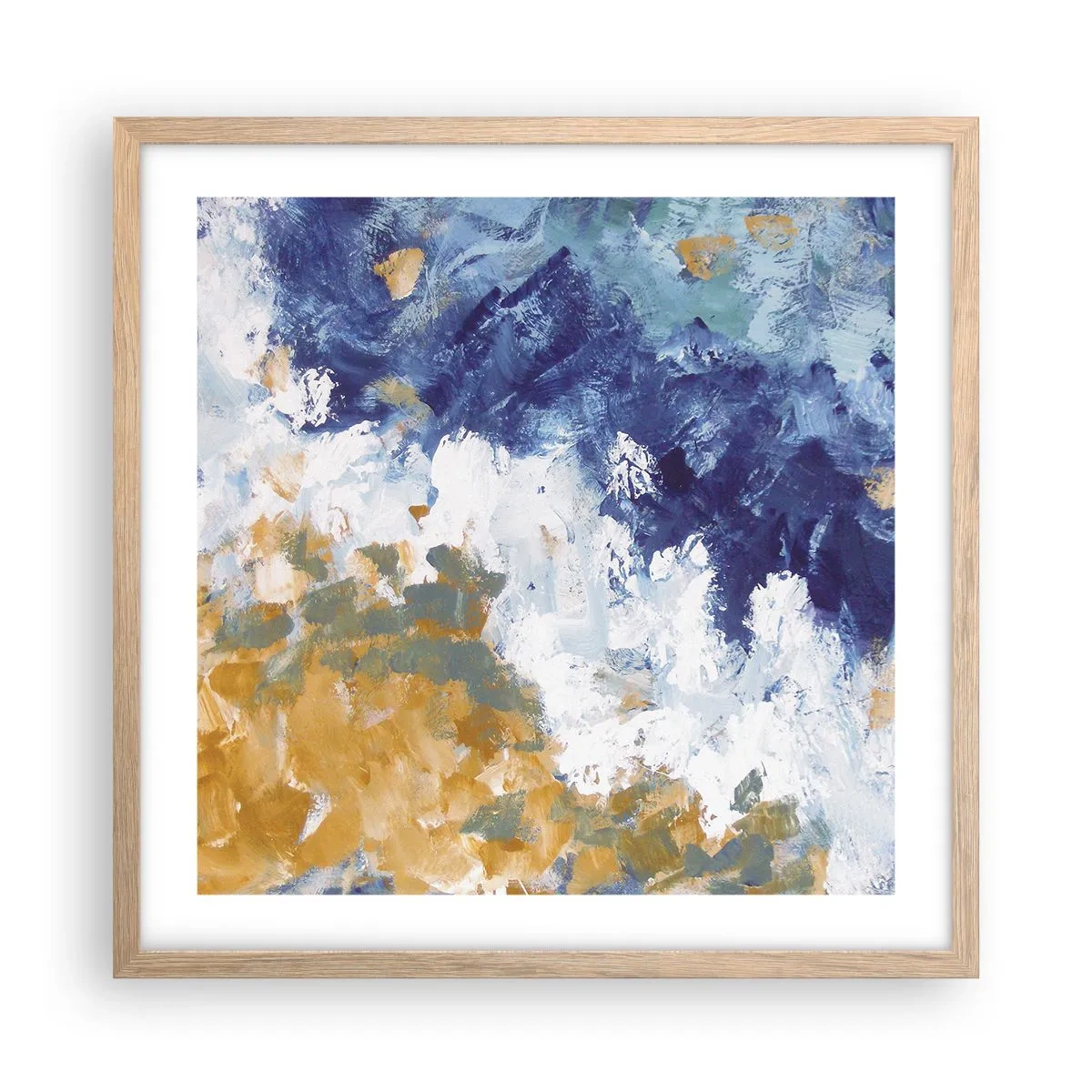 Plagát v ráme zo svetlého duba - Tanec živlov - 50x50 cm