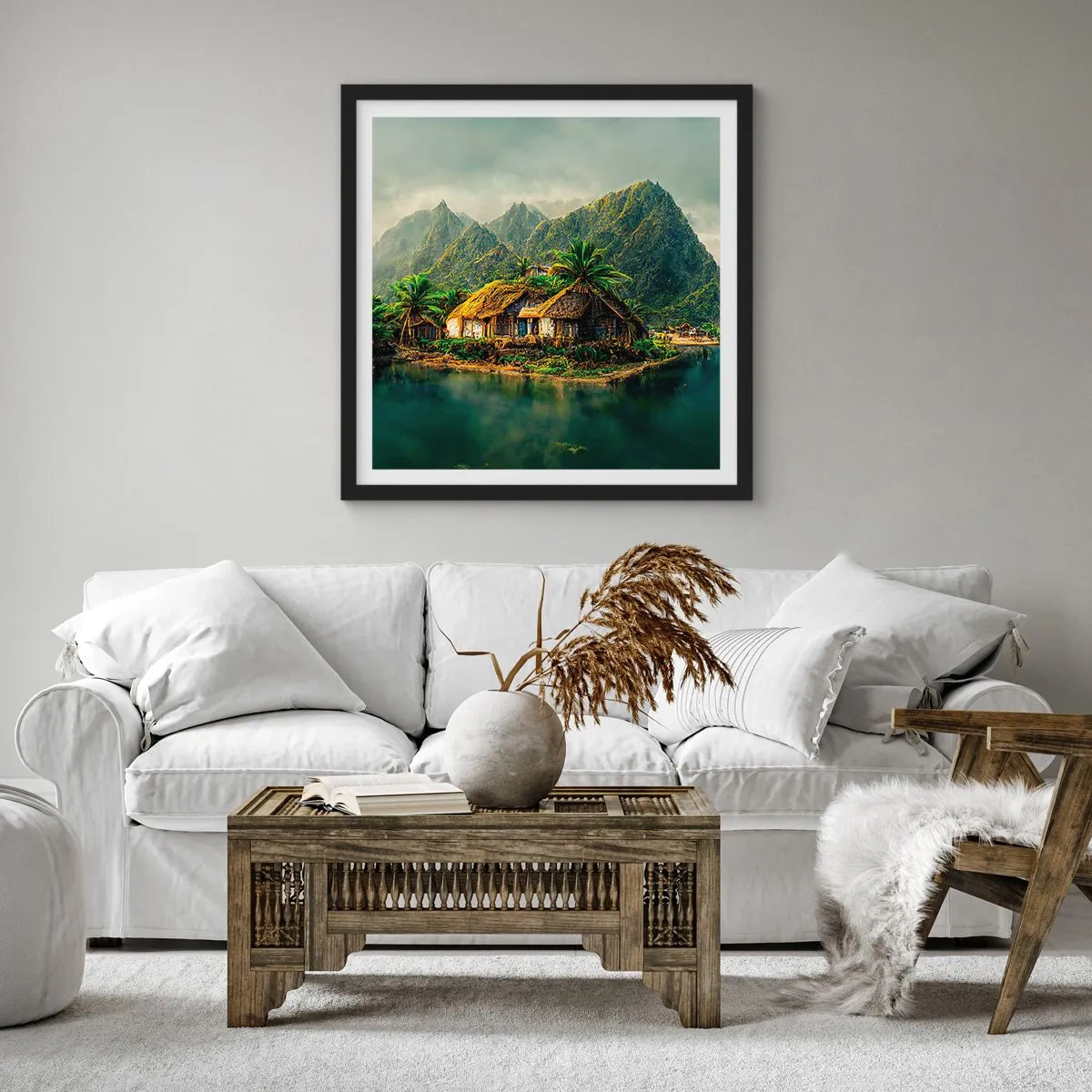 Plagát v čiernom ráme - Tropický raj - 60x60 cm
