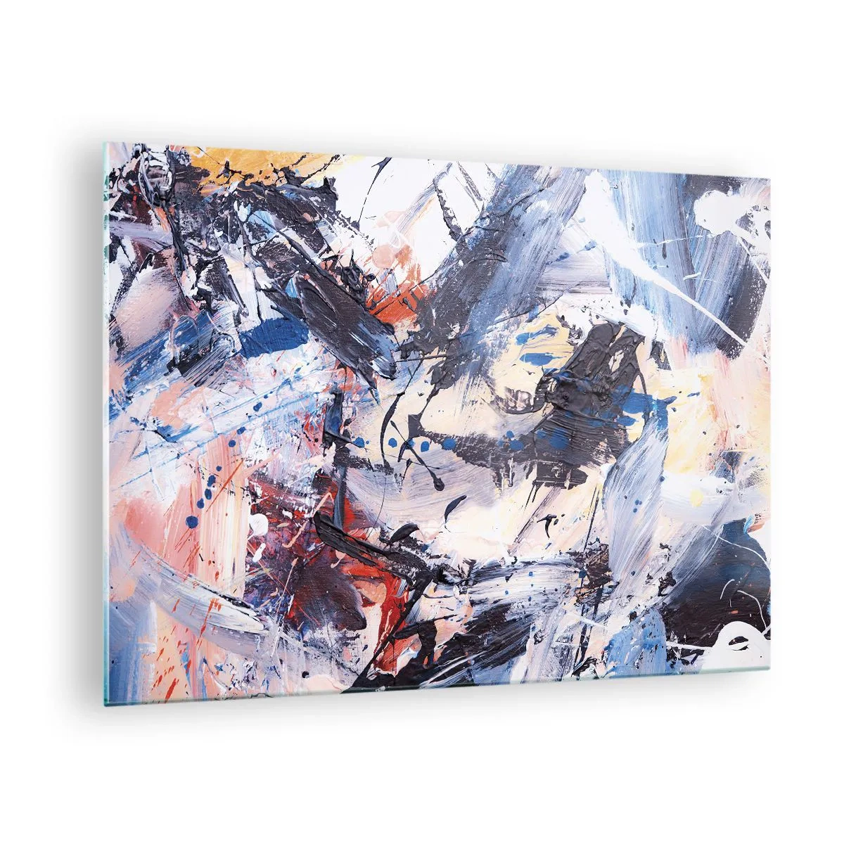 Obraz na skle - Abstraktná maľba v intenzívnych farbách - 70x50cm - Bláznivý tanec abstrakcie - Moderná nástenná dekorácia do obývacej izby a spálne ARTTOR