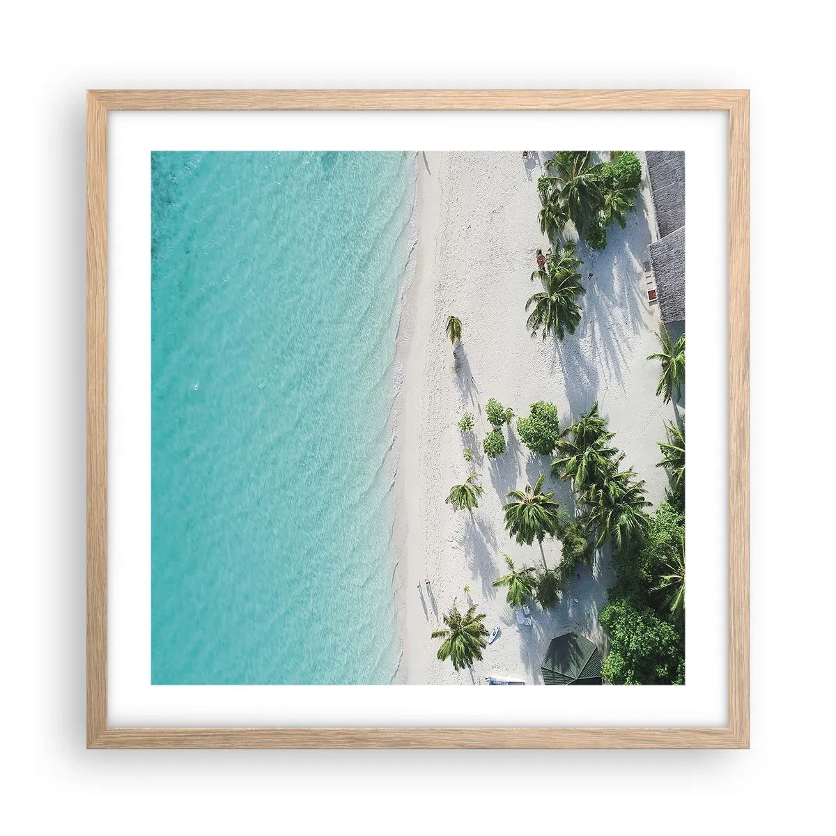 Plagát v ráme zo svetlého duba - Dovolenka v raji - 50x50 cm