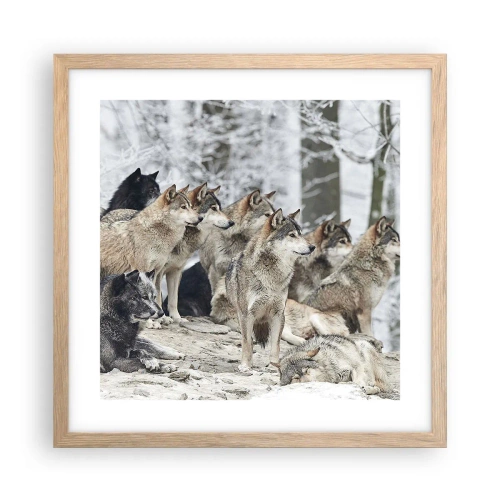 Plagát v ráme zo svetlého duba - Rodina a priatelia - 40x40 cm