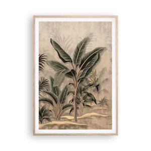 Plagát v ráme zo svetlého duba - Rytina v koloniálnom štýle - 70x100 cm