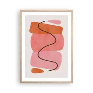 Plagát v ráme zo svetlého duba - Jemný pohyb foriem - 50x70 cm