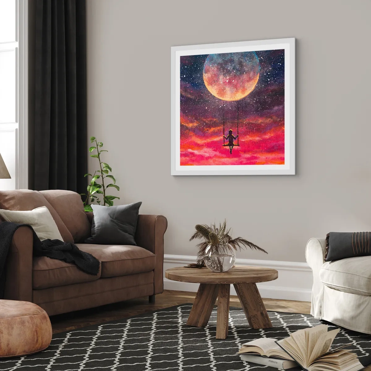 Plagát v bielom ráme - Stavať si vzdušné zámky - 30x30 cm