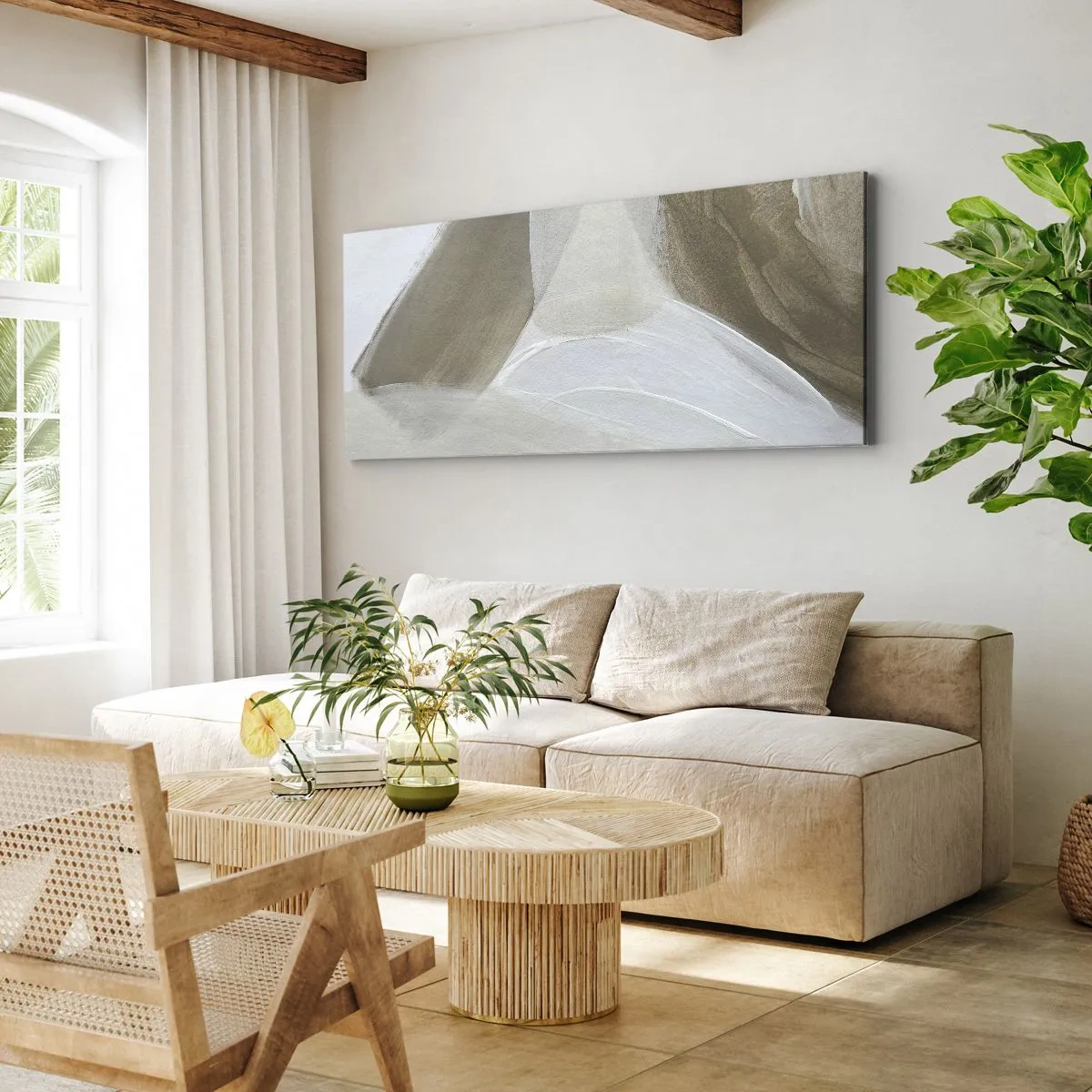 Obraz na plátne - Vlna bielej - 100x40 cm