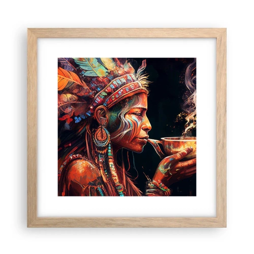 Plagát v ráme zo svetlého duba - Magický rituál - 30x30 cm