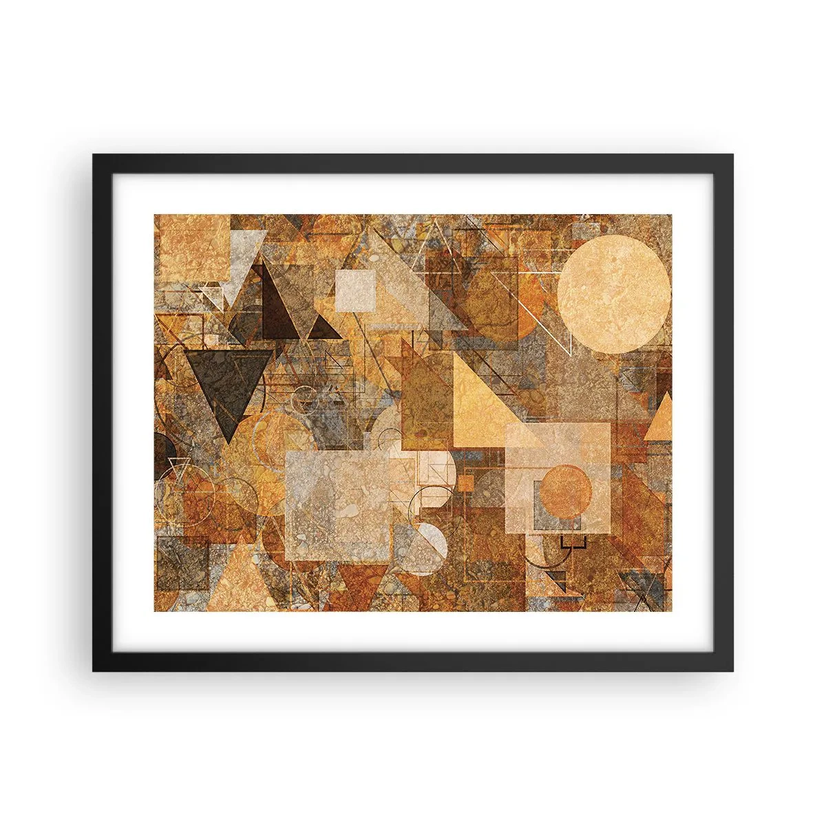 Plagát v čiernom ráme - Kubistické bronzové štúdium - 50x40 cm
