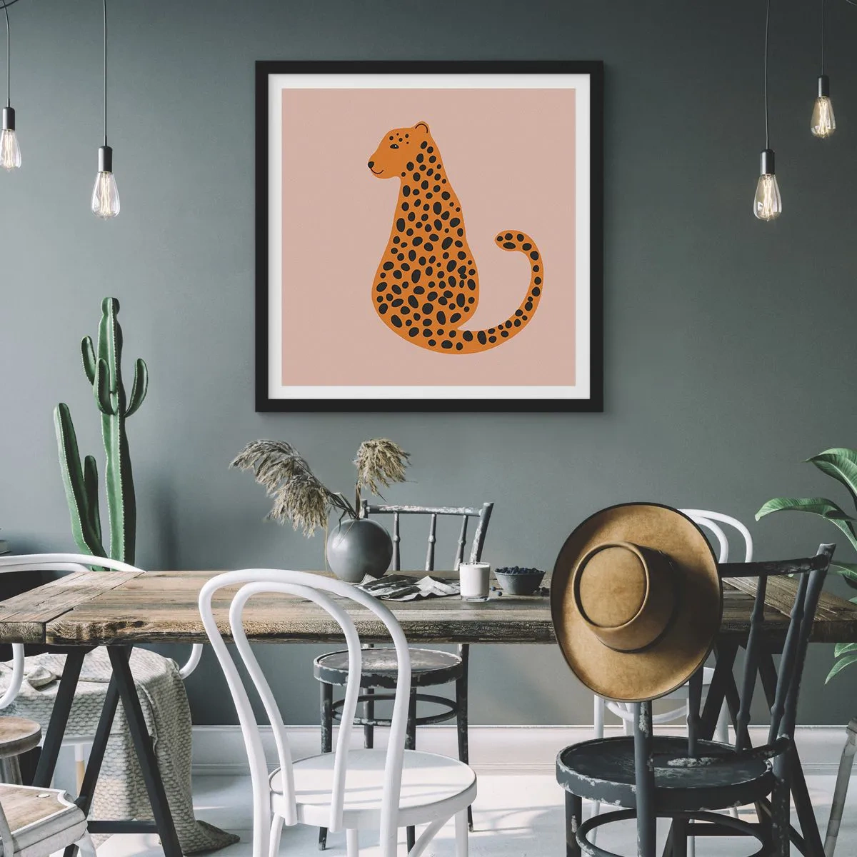 Plagát v čiernom ráme - Leopardný vzor je v móde - 30x30 cm