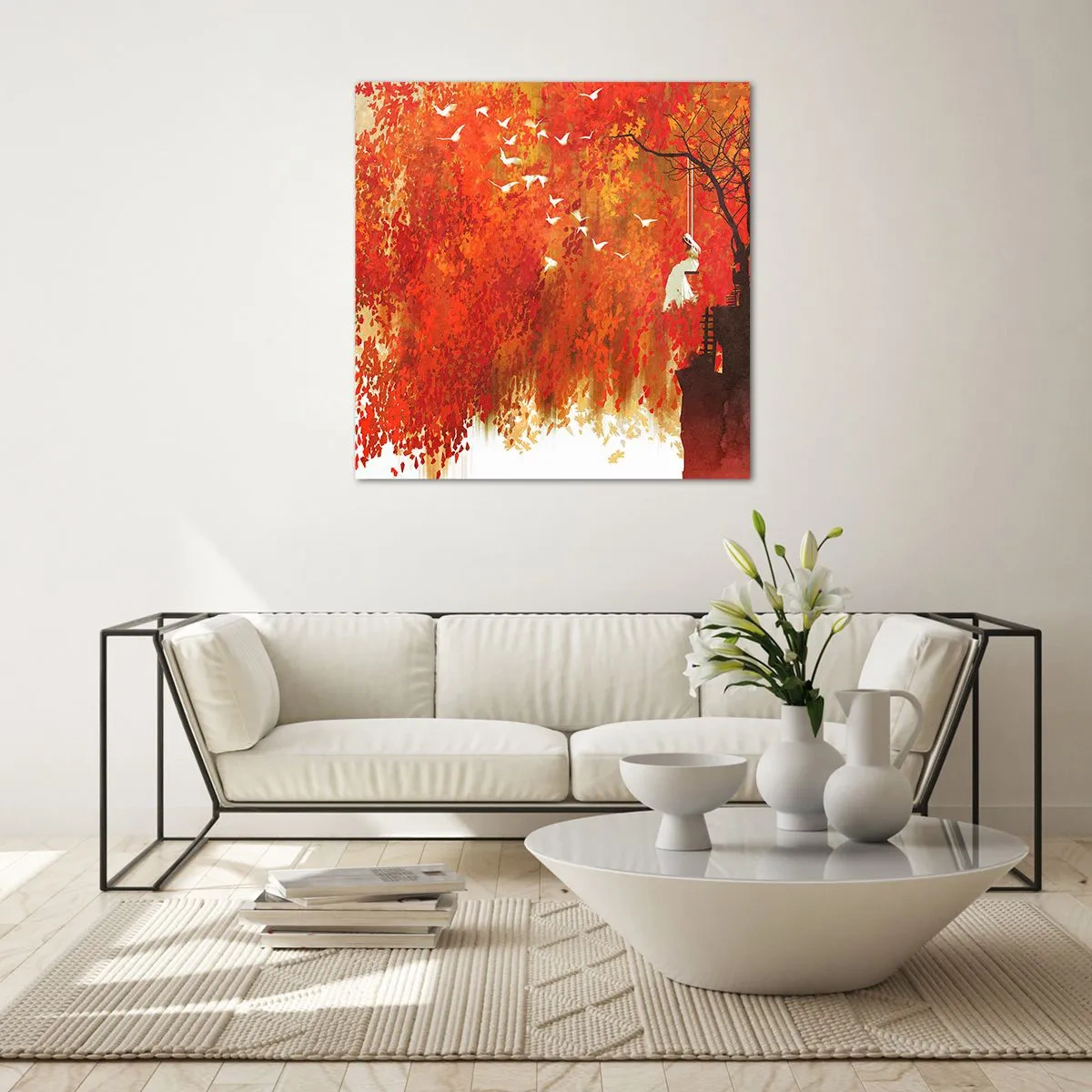 Obraz na skle - Poletí s nimi? - 60x60 cm