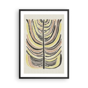 Plagát v čiernom ráme - Abstraktný list v zemitých tónoch - 50x70cm - Abstrakcia plná života - Moderná nástenná dekorácia do obývacej izby a spálne ARTTOR