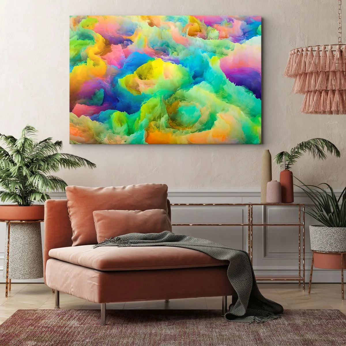 Obraz na plátne - Dúhové páperie - 120x80 cm