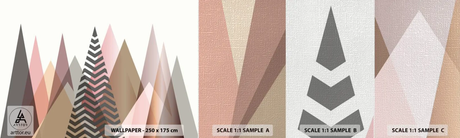 Vzorka fototapety Premium Canvas - Pyramidálny pohľad - Abstrakcia, Kus, Trojuholníky - 100x30 cm