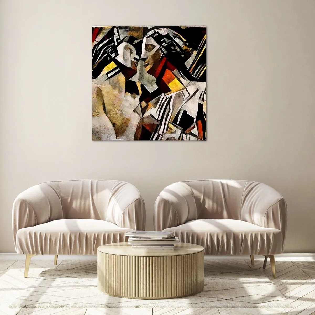 Obraz na skle - Sošný bozk - 70x70 cm