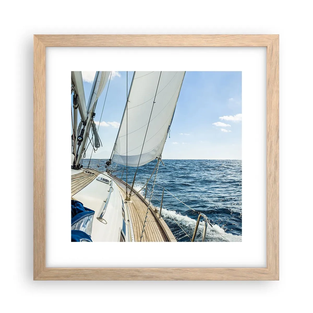 Plagát v ráme zo svetlého duba - Ahoj, dobrodružstvo - 30x30 cm