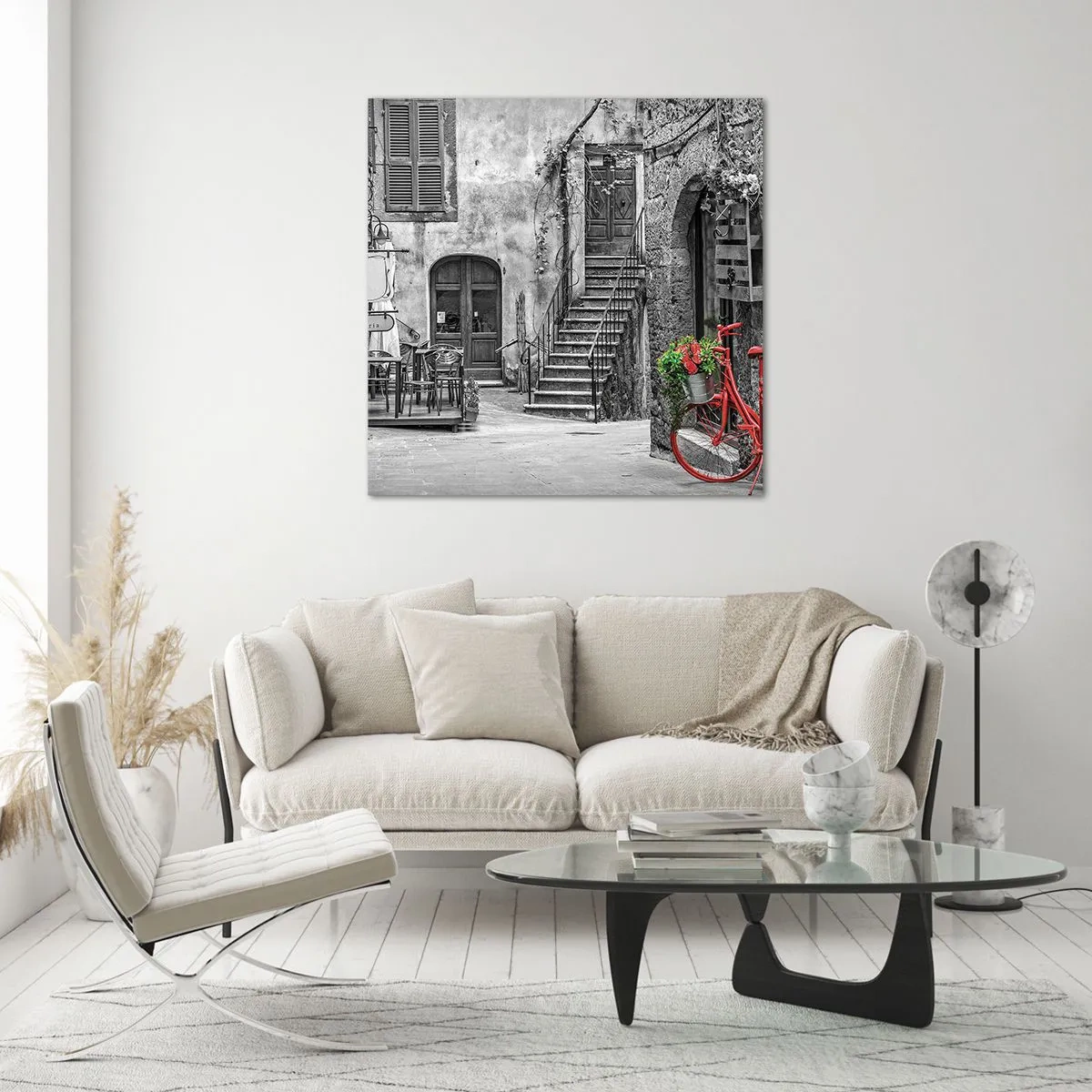 Obraz na skle - Toskánska ulička - 50x50 cm