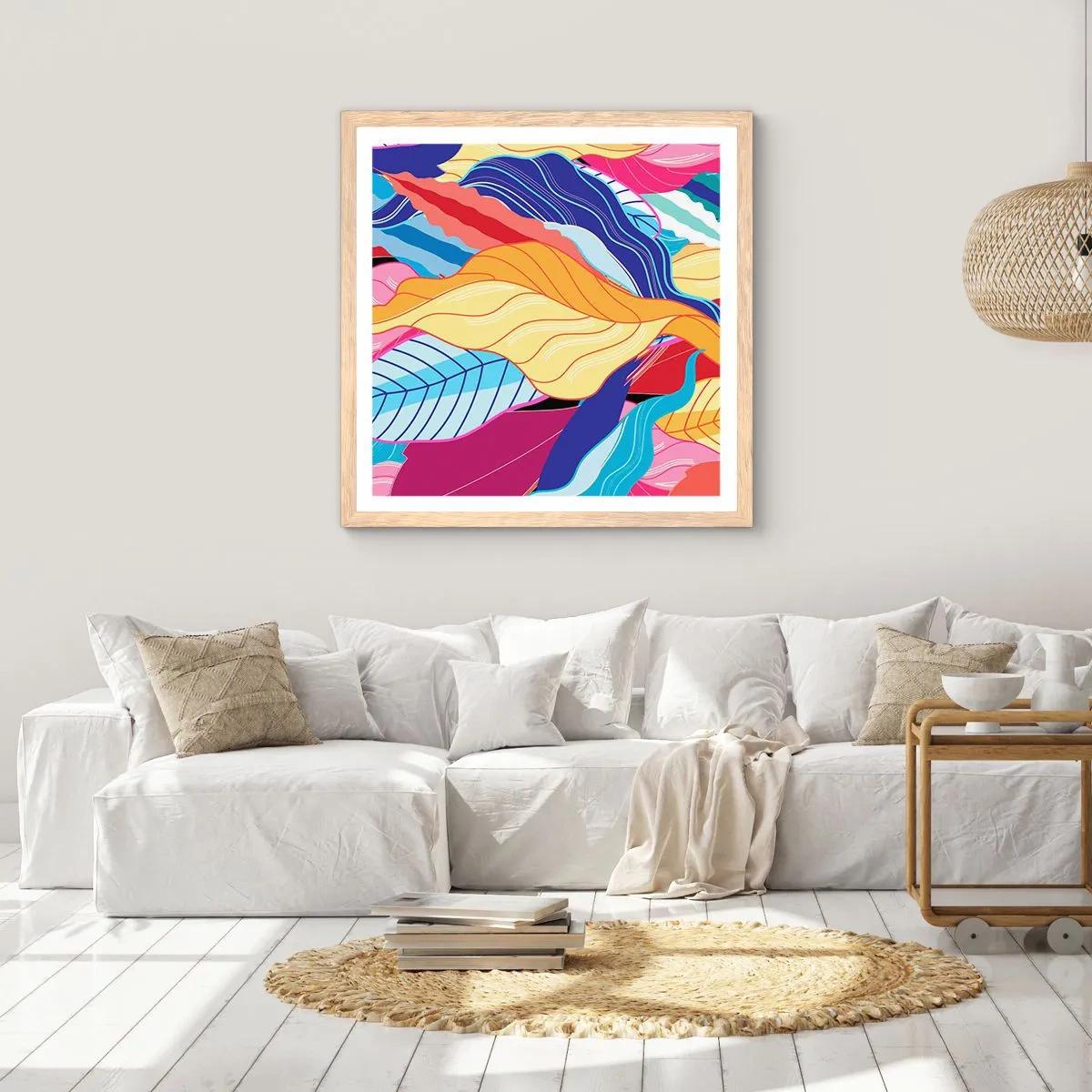 Plagát v ráme zo svetlého duba - Farebný neporiadok - 50x50 cm