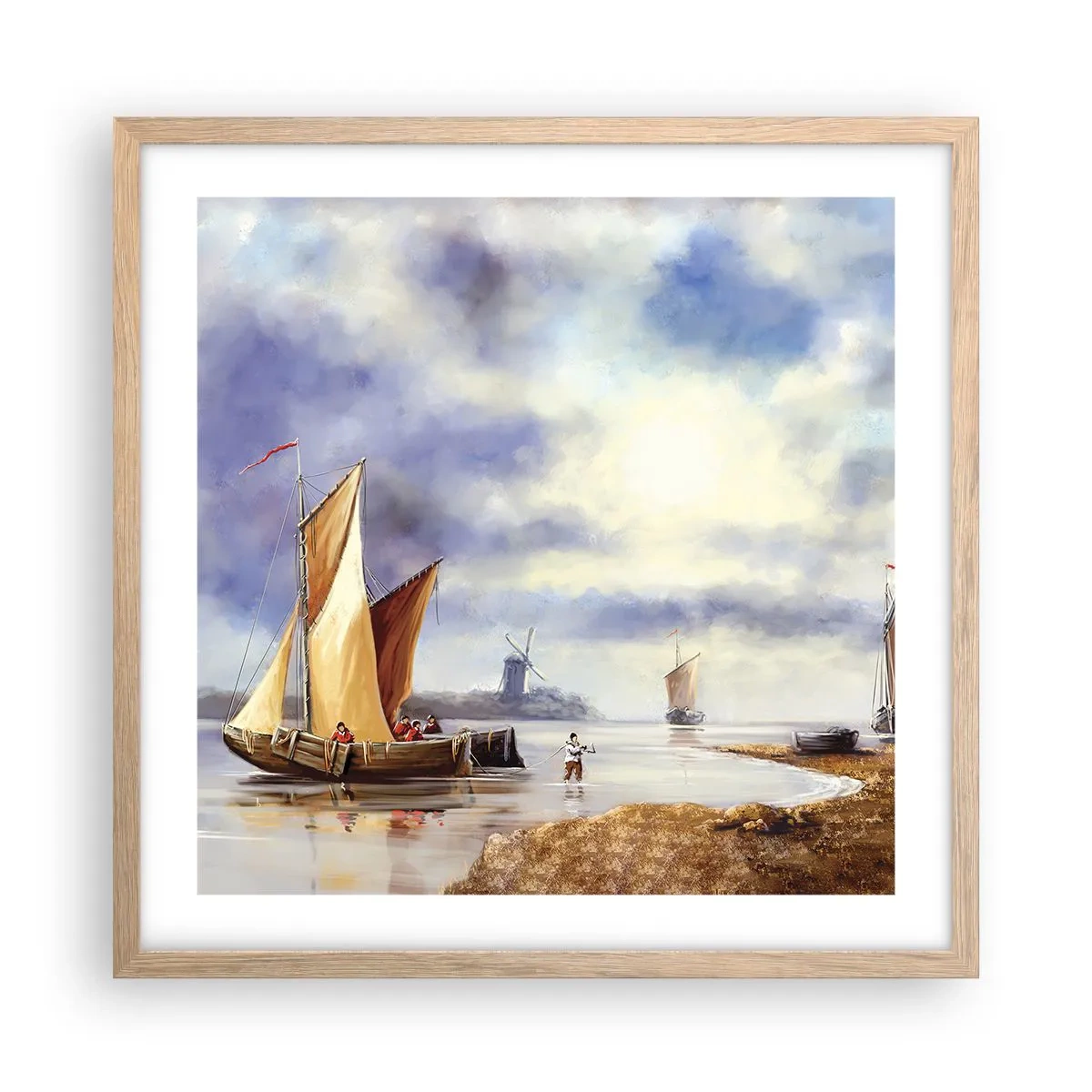 Plagát v ráme zo svetlého duba - Návrat námorníkov - 50x50 cm