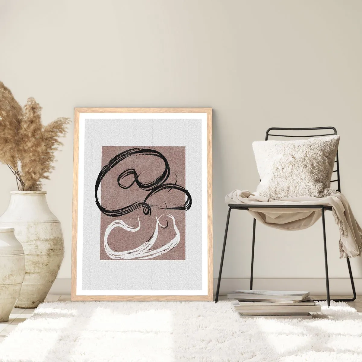 Plagát v ráme zo svetlého duba - Kompozícia – hľadanie úplnosti - 30x40 cm