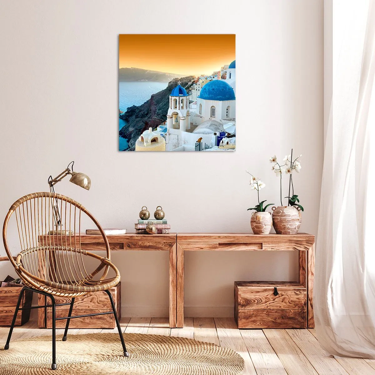 Obraz na plátne - Santorini - v náruči skál - 30x30 cm