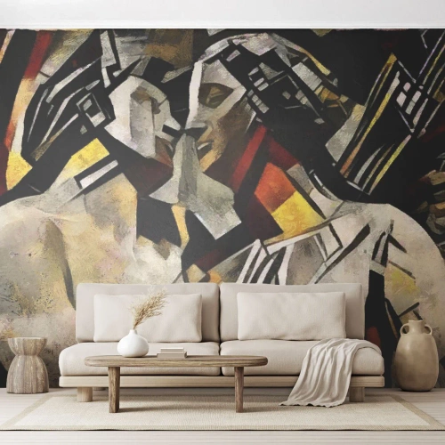 Fototapeta Premium Canvas - Sošný bozk - Zamilovaný pár, kubizmus, Bozk - 400x280 cm