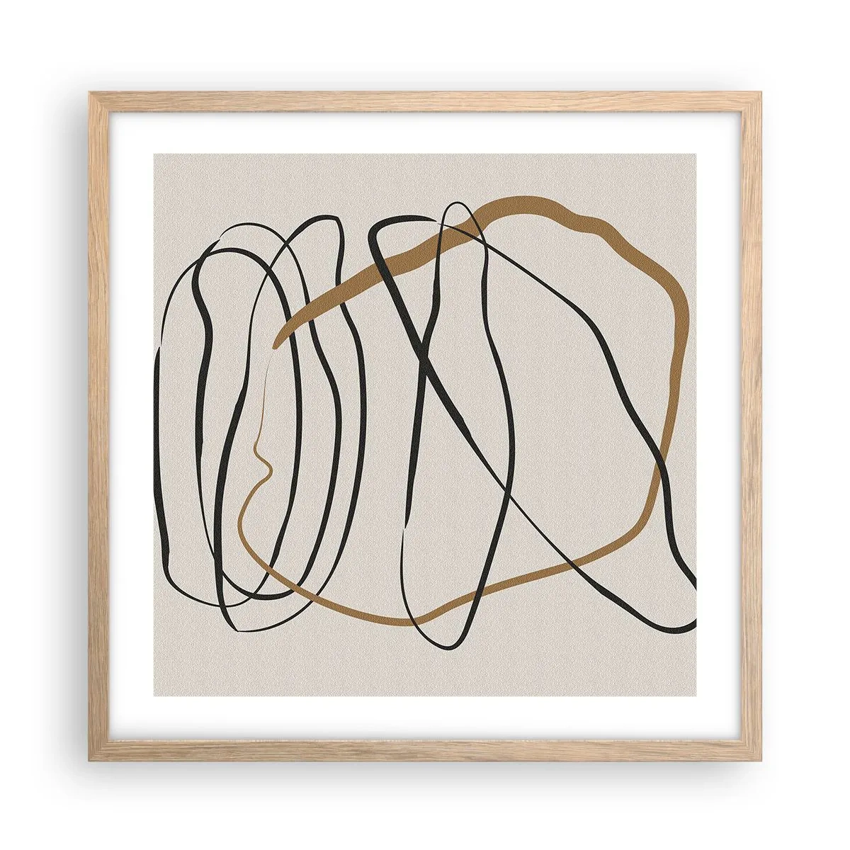 Plagát v ráme zo svetlého duba - Kompozícia – tanec v slučke - 50x50 cm