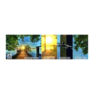 Vzorka samolepiacej fototapety Deluxe Sticker - Západ pri vode - Krajina, Jazero, Plachetnica - 100x30 cm