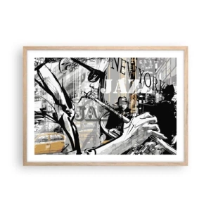 Plagát v ráme zo svetlého duba - V rytme New Yorku - 70x50 cm