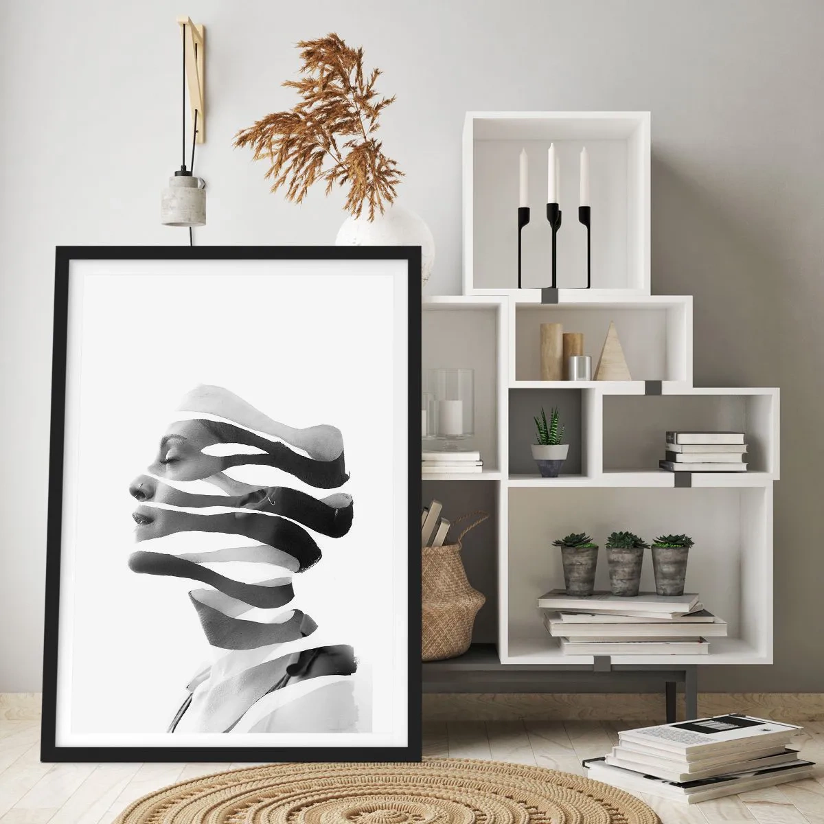Plagát v čiernom ráme - Surrealistický portrét - 40x50 cm