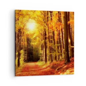 Obraz na plátne - Zlatá jeseň na lesnej ceste - 60x60 cm