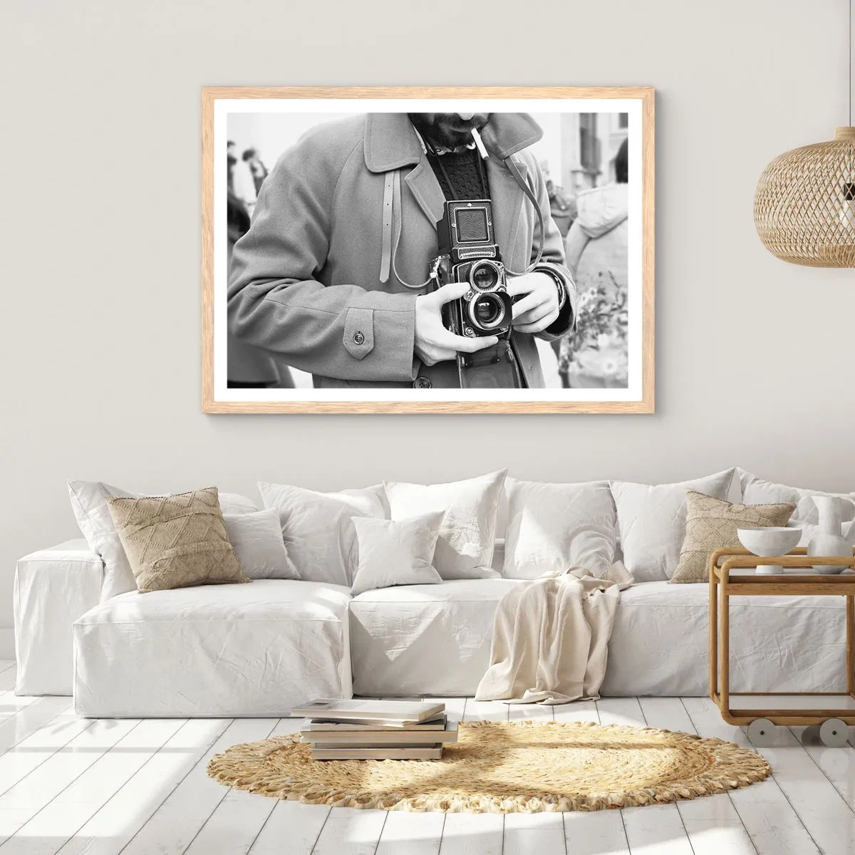 Plagát v ráme zo svetlého duba - V retro štýle - 100x70 cm