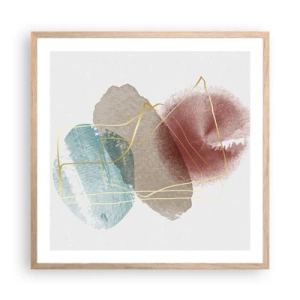 Plagát v ráme zo svetlého duba - Korálky priestoru - 60x60 cm