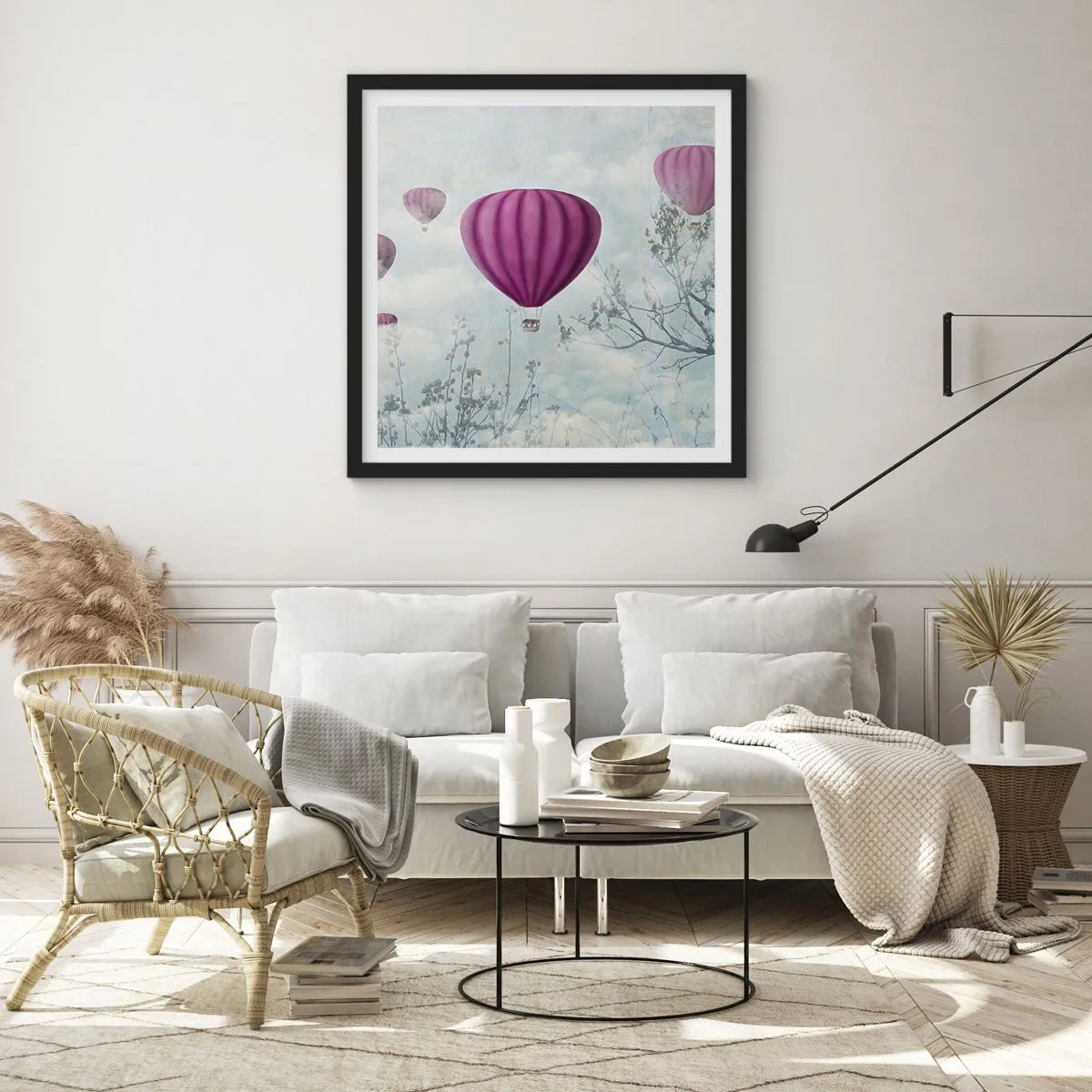 Plagát v čiernom ráme - Ako lode na oblohe - 60x60 cm