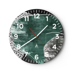 Nástenné hodiny - Farebná abstrakcia so zlatou vločkou - 40x40 cm