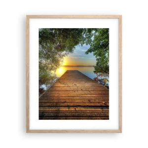 Plagát v ráme zo svetlého duba - Neponáhľaj sa, posaď sa - 40x50 cm