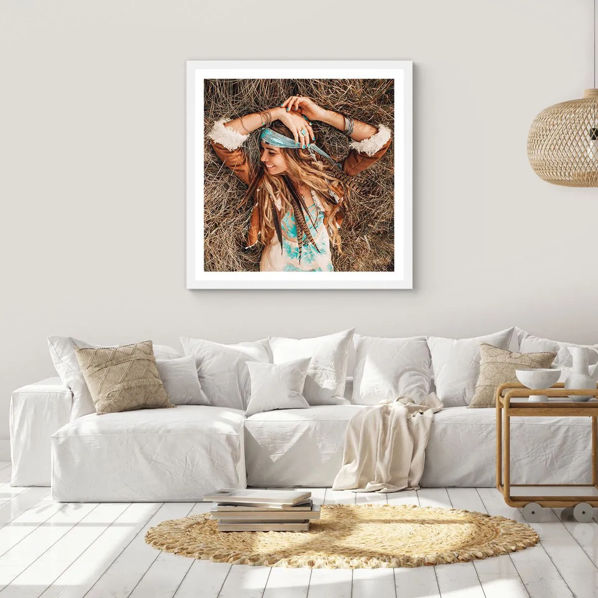 Plagát v bielom ráme - Na ceste do leta lásky - 60x60 cm