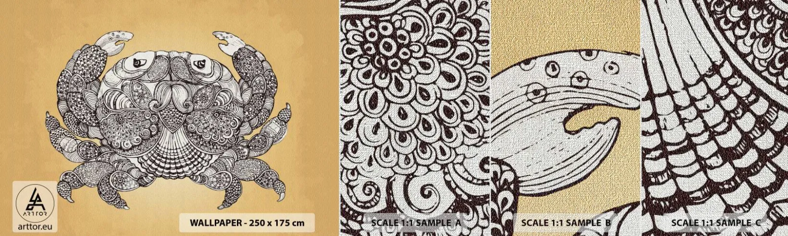 Vzorka fototapety Premium Canvas - Príbehy pána Kraba - Krab, Zvieratá, Kreslenie - 100x30 cm