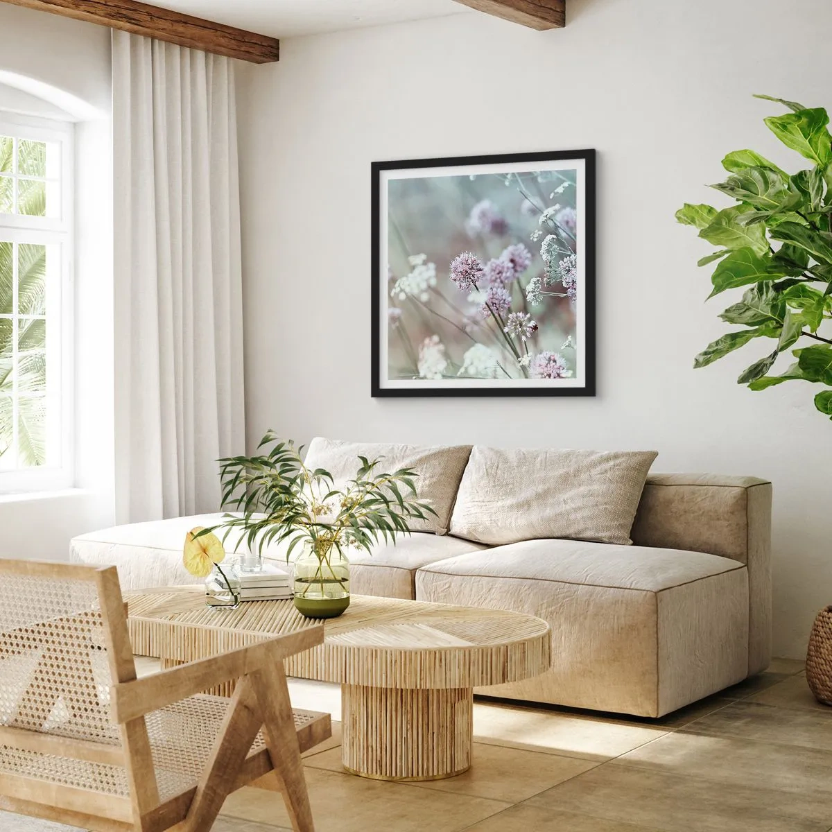 Plagát v čiernom ráme - Sladké filigrány byliniek - 60x60 cm