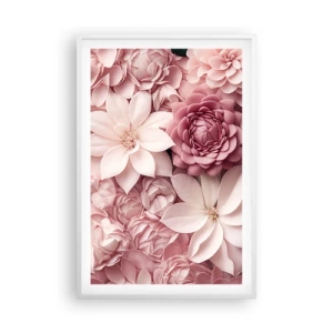 Plagát v bielom ráme - V ružových okvetných lístkoch - 61x91 cm