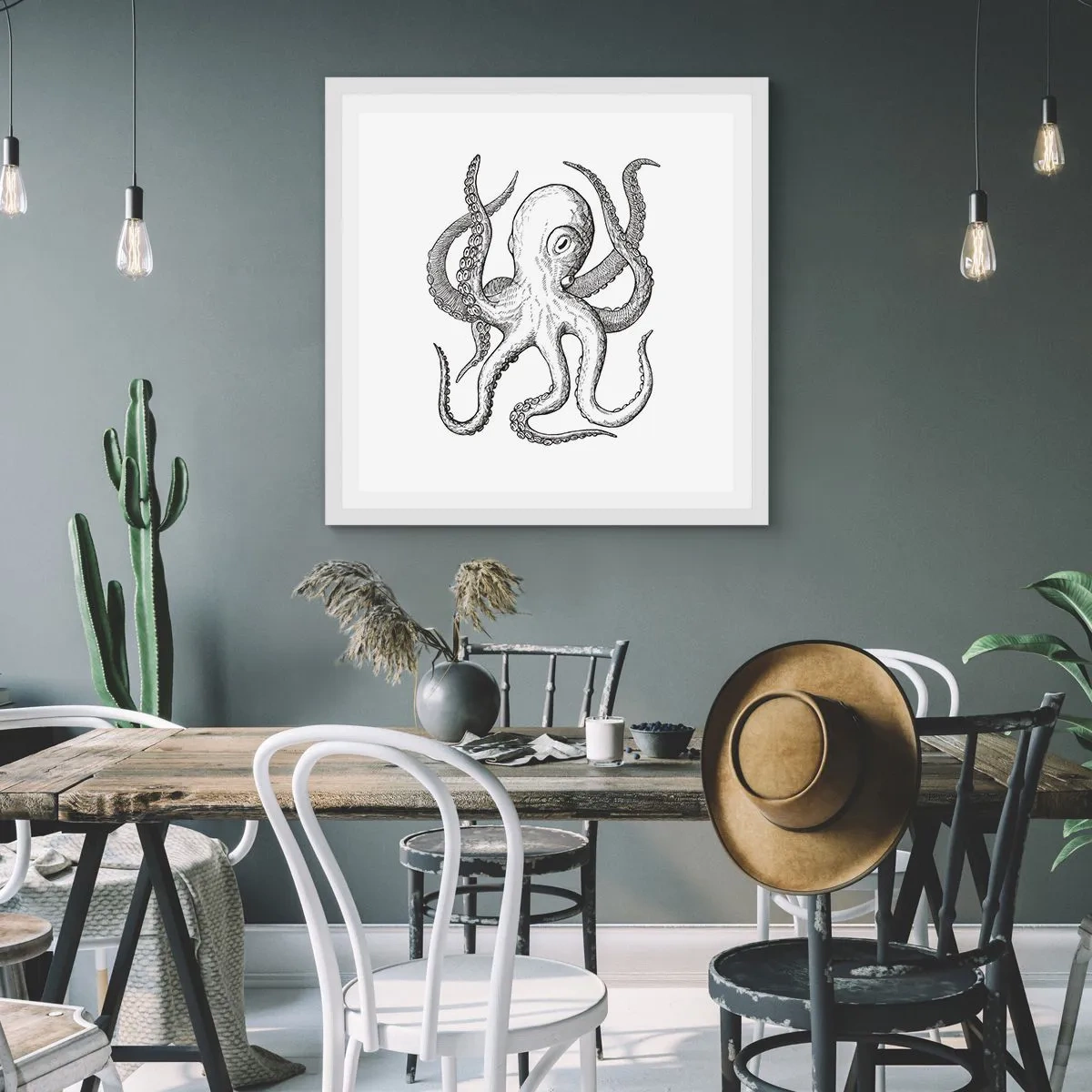 Plagát v bielom ráme - Tancujúca s vlnami - 60x60 cm