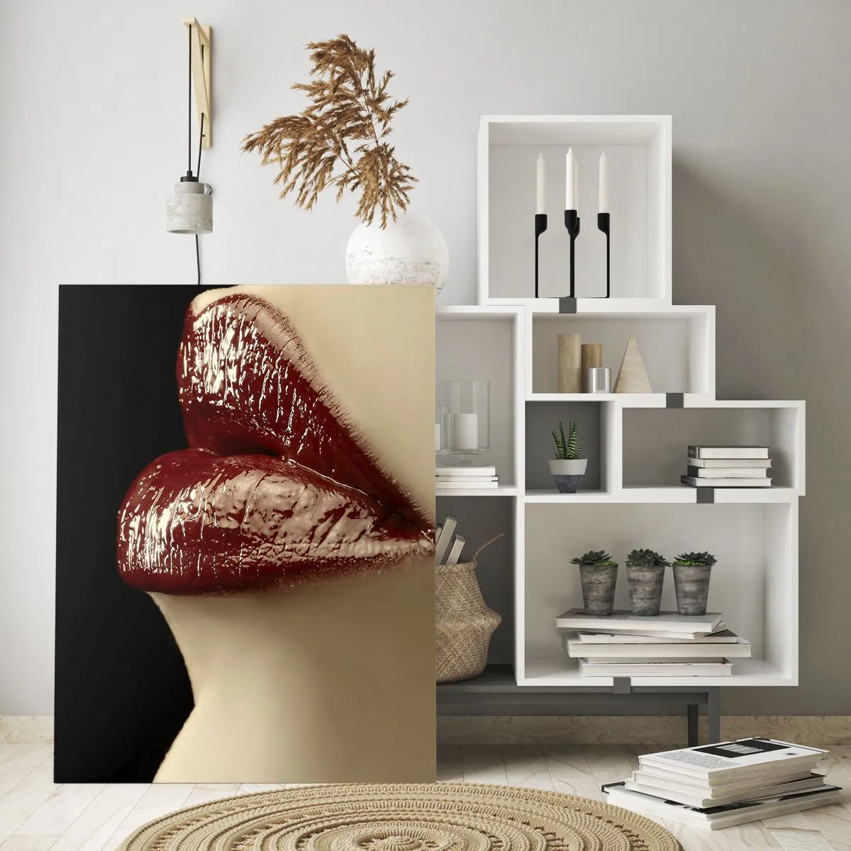 Obraz na skle - Zmyselnosť a lesk karmínu - 70x100 cm