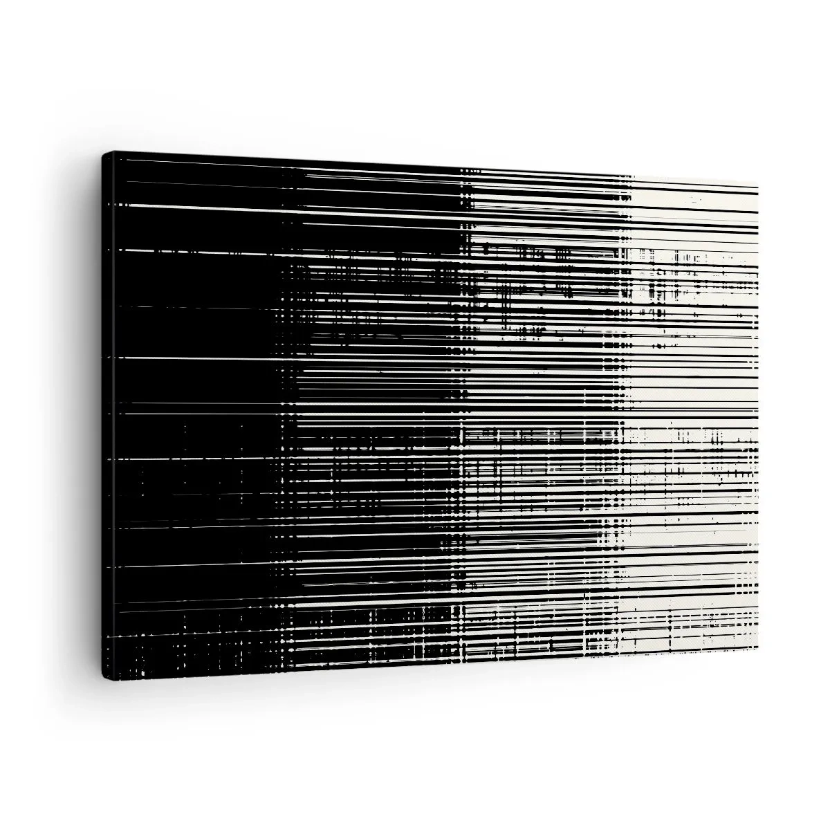 Obraz na plátne - Abstraktná kompozícia čiar v kontrastnej čiernej a bielej farbe - 70x50cm - Vlny a vibrácie - Moderná nástenná dekorácia do obývacej izby a spálne ARTTOR