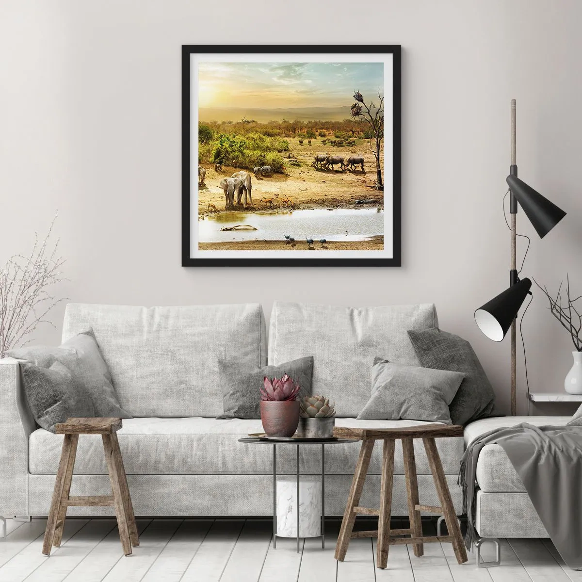 Plagát v čiernom ráme - „Z raja opäť pramenila rieka…“ - 50x50 cm