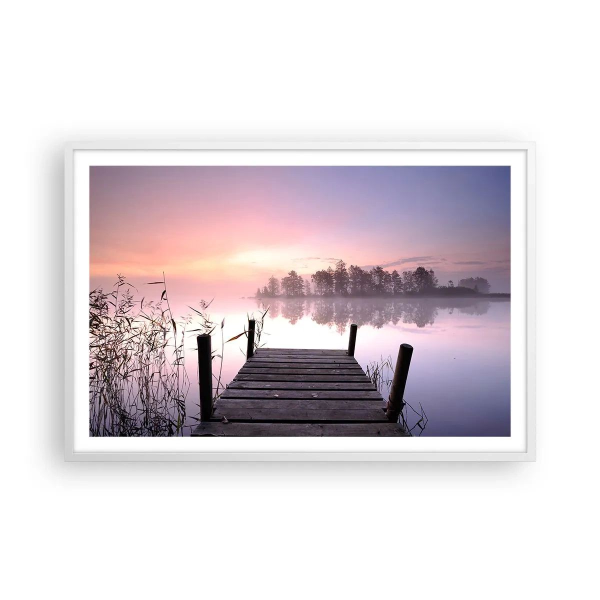 Plagát v bielom ráme - Z ľaliovej hmly… - 91x61 cm