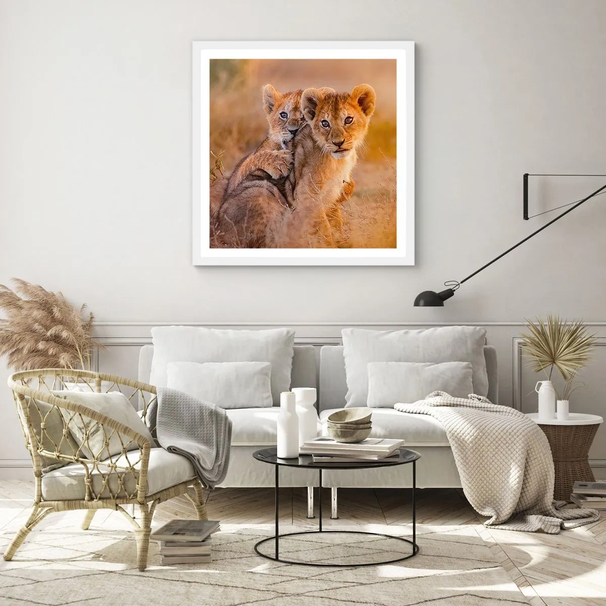 Plagát v bielom ráme - Nevyrušovať! Hrajme sa - 50x50 cm