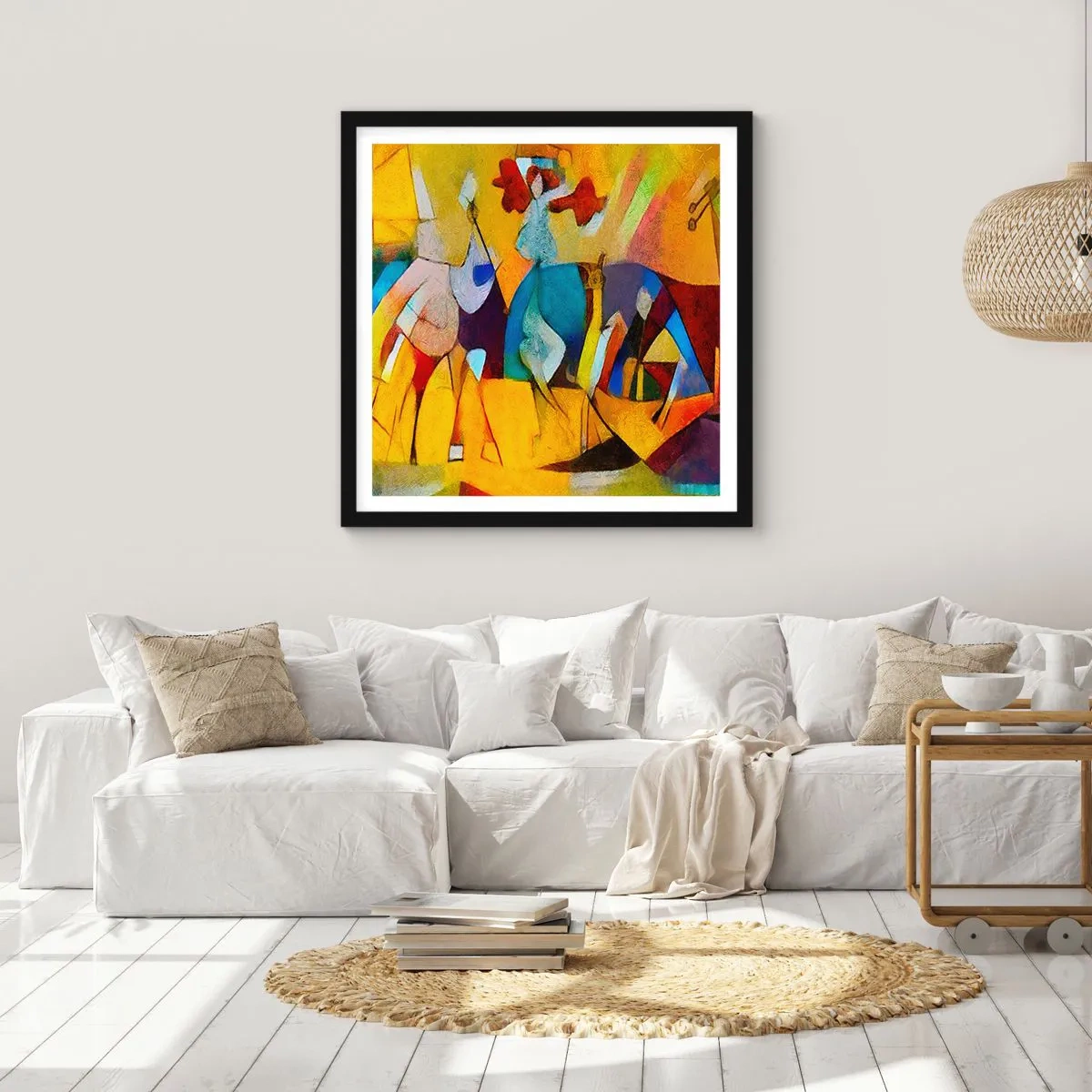 Plagát v čiernom ráme - Slnko - život - radosť - 40x40 cm