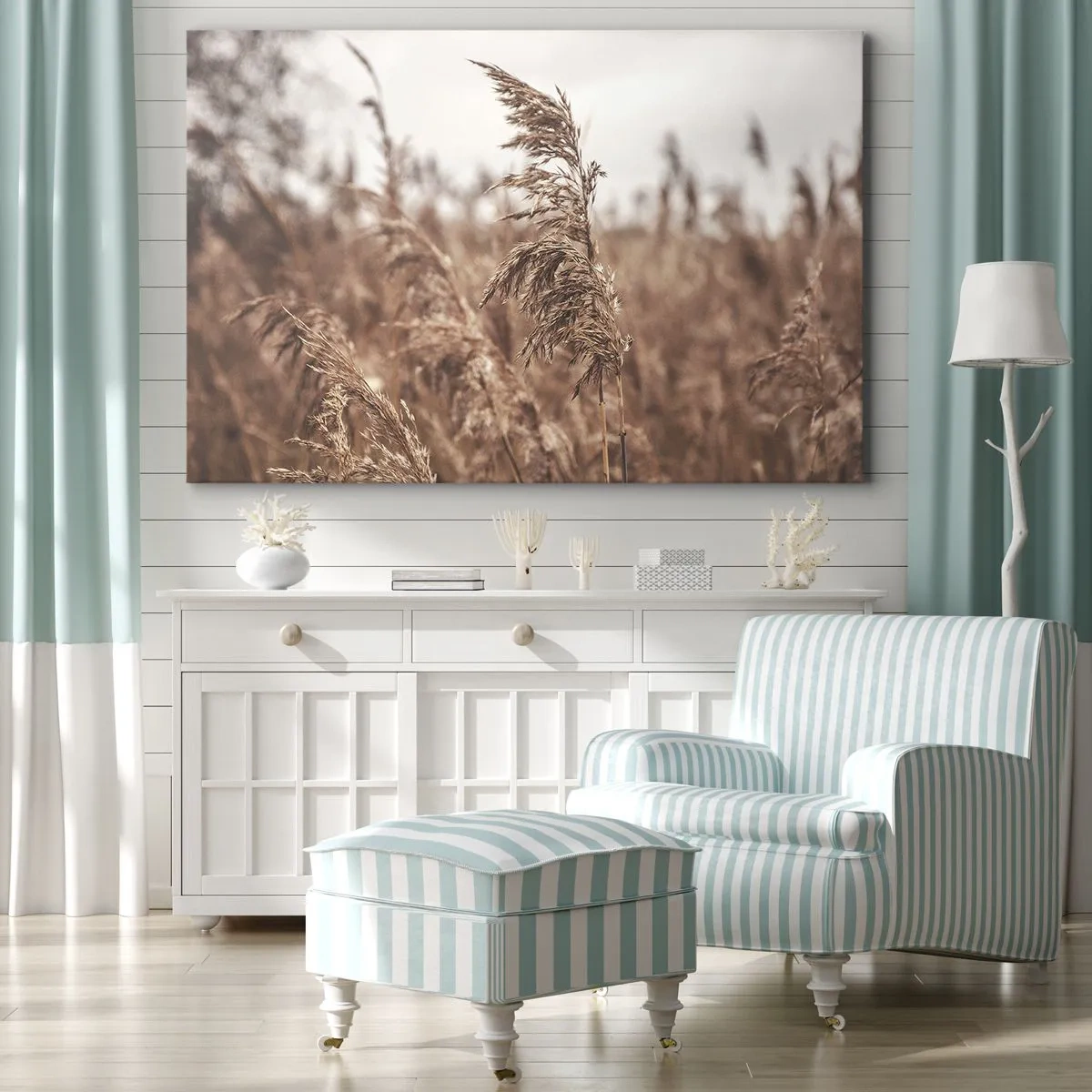 Obraz na plátne - Zlaté trávy na pozadí jesennej scenérie - 70x50cm - Na poliach už je jeseň - Moderná nástenná dekorácia do obývacej izby a spálne ARTTOR