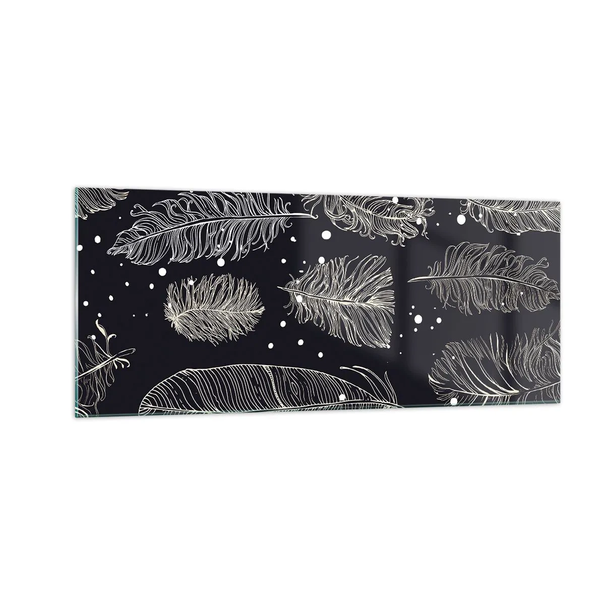 Obraz na skle - Čipka s perím - 100x40 cm